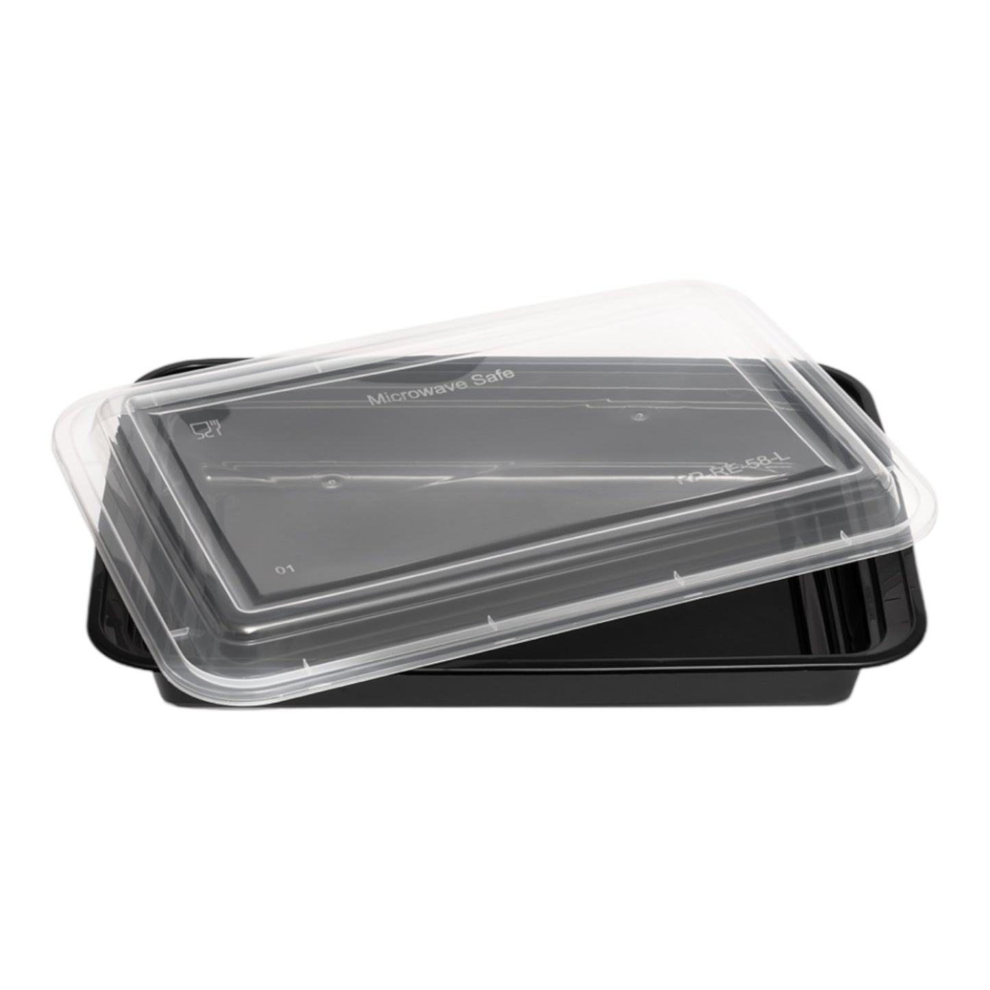 Rectangle Black Microwave Container & Clear Lid (7 Sizes)