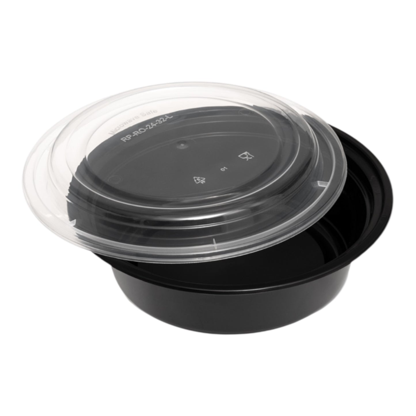 Round Black Microwaveable Container & Clear Lid (2 Sizes)