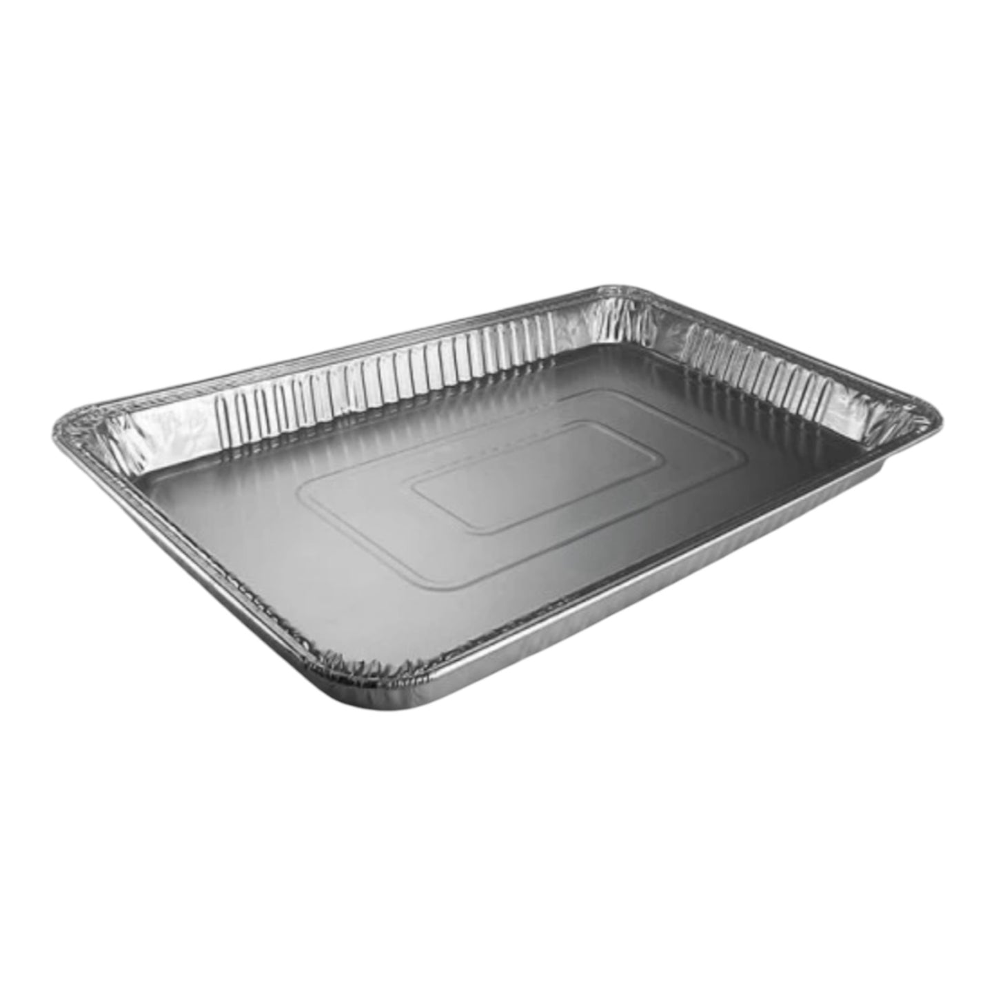 Full shallow rectangular aluminium foil container