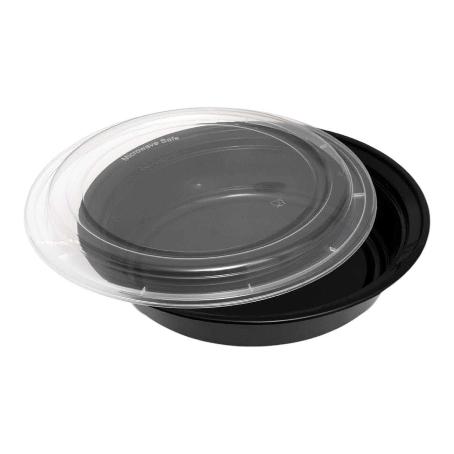 Round Black Microwaveable Container & Clear Lid (2 Sizes)