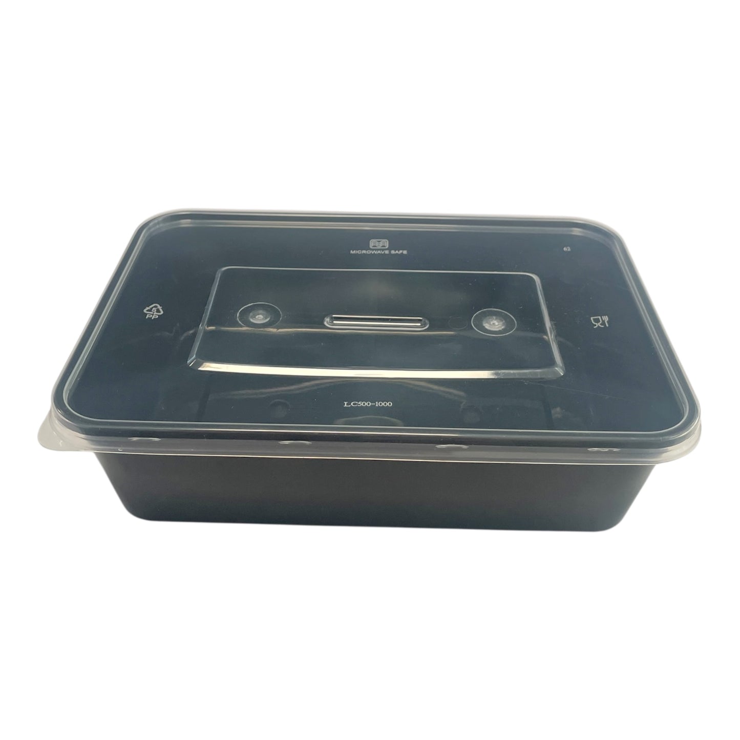 Black Base Microwavable Container with Clear Lid (2 Sizes)