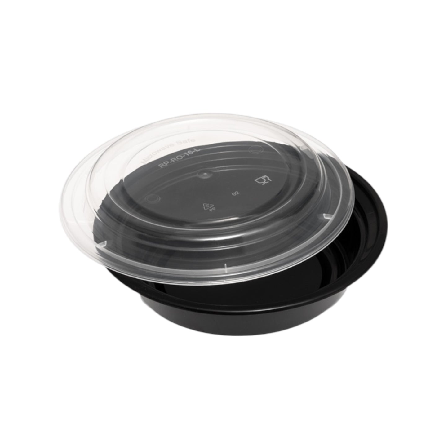 Round Black Microwaveable Container & Clear Lid (2 Sizes)