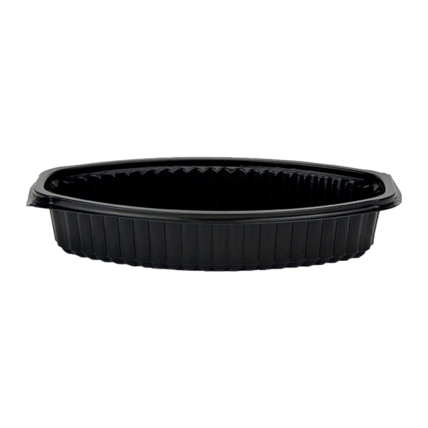Black oval microwaveable container
