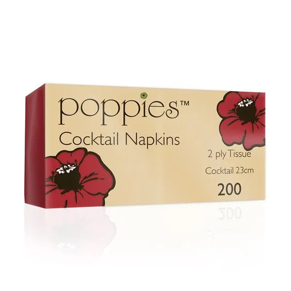 Poppies 24x24 2ply Red Napkin