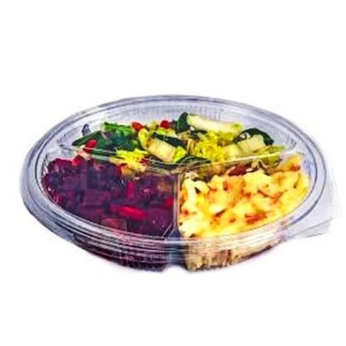 Somoplast [973] 3 Compartment Oval Clear Hinged Container