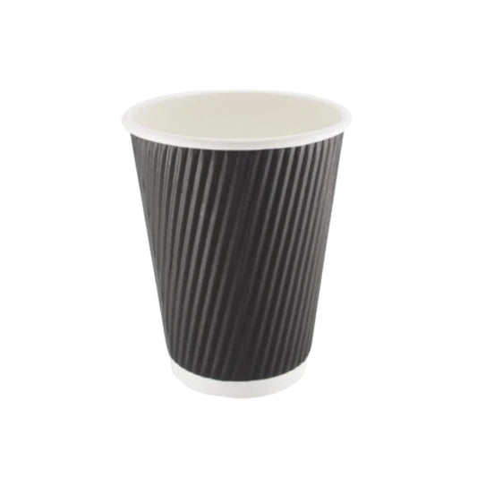 12oz Ripple Black Paper Cup