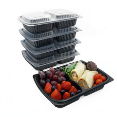 Somoplast black 2-compartment microwaveable containers