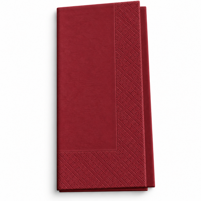 Food Packaging Direct bordeaux red 2-ply paper napkin with a decorative embossed border for dining