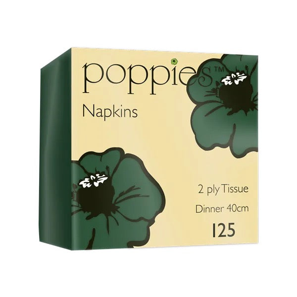Poppies 2ply Forest Green Napkin (4 Sizes)