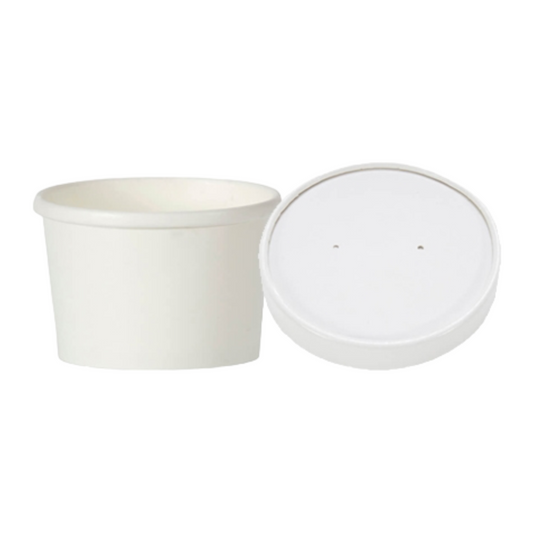 8oz White Soup Container & Lid Combo