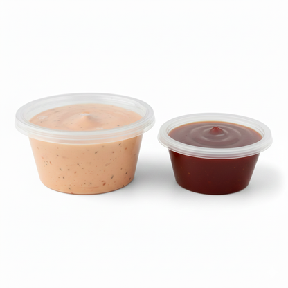 Clear Plastic Portion Cups with Lids (2 Sizes)