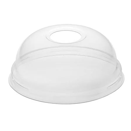 A clear plastic dome lid with a circular top opening, shown on a plain white background.