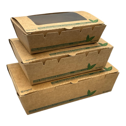 PLA Tuck Top Kraft Window Salad Boxes (3 Sizes)