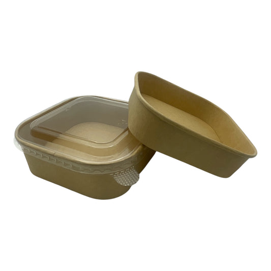 Square kraft bowl with a lid