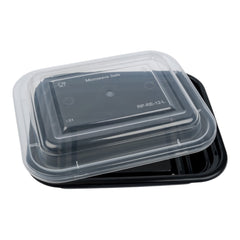 Black food container with clear lid 