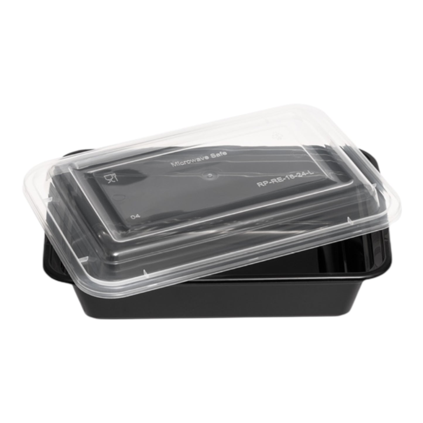 Rectangle Black Microwave Container & Clear Lid (7 Sizes)