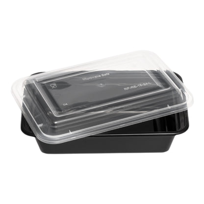 Rectangle Black Microwave Container & Clear Lid (7 Sizes)