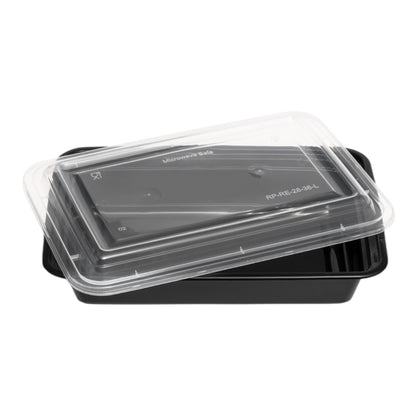 Rectangle Black Microwave Container & Clear Lid (7 Sizes)