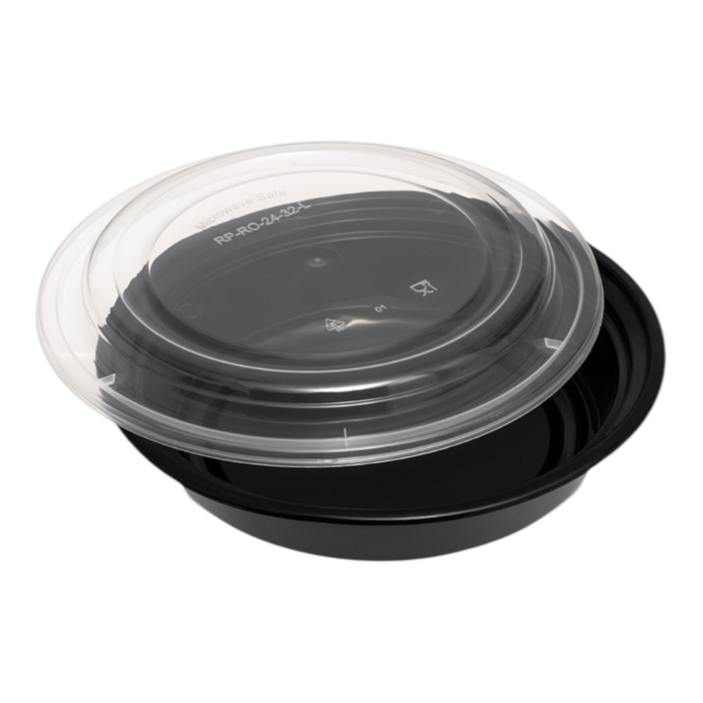 Round Black Microwaveable Container & Clear Lid (2 Sizes)