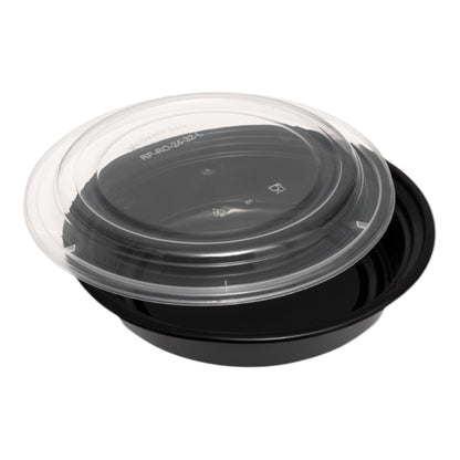 Round Black Microwaveable Container & Clear Lid (2 Sizes)