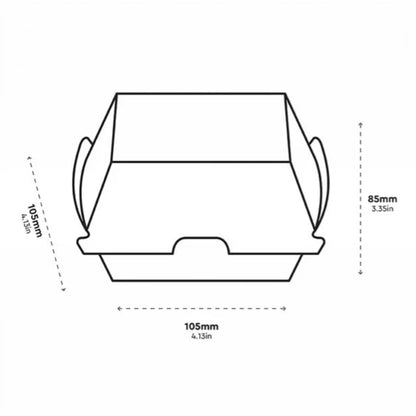 Black and white line drawing showing the dimensions of a product, with measurements labeled 105mm (4.13in) for width, 85mm (3.