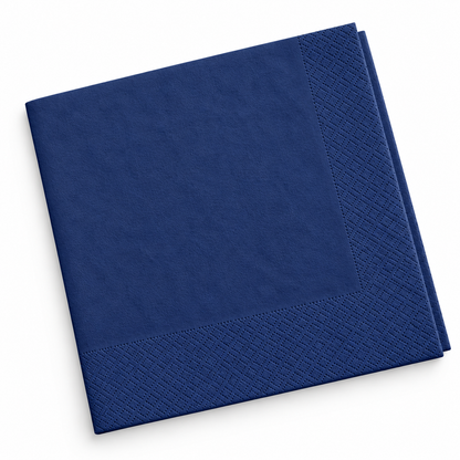 Food Packaging Direct navy blue 2-ply paper napkin with embossed border detail for everyday use.