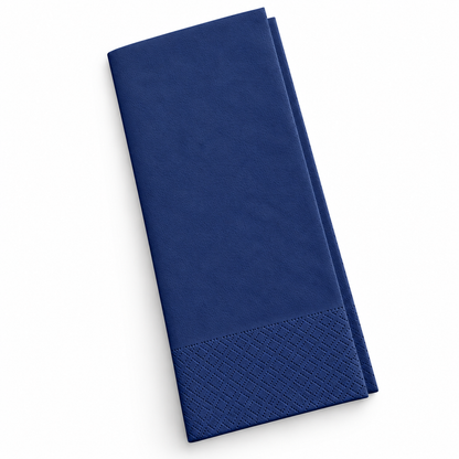 Food Packaging Direct navy blue 2-ply paper napkin with a textured border, folded for everyday dining use.