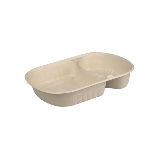 2 Compartment Sugarcane Container with Lid