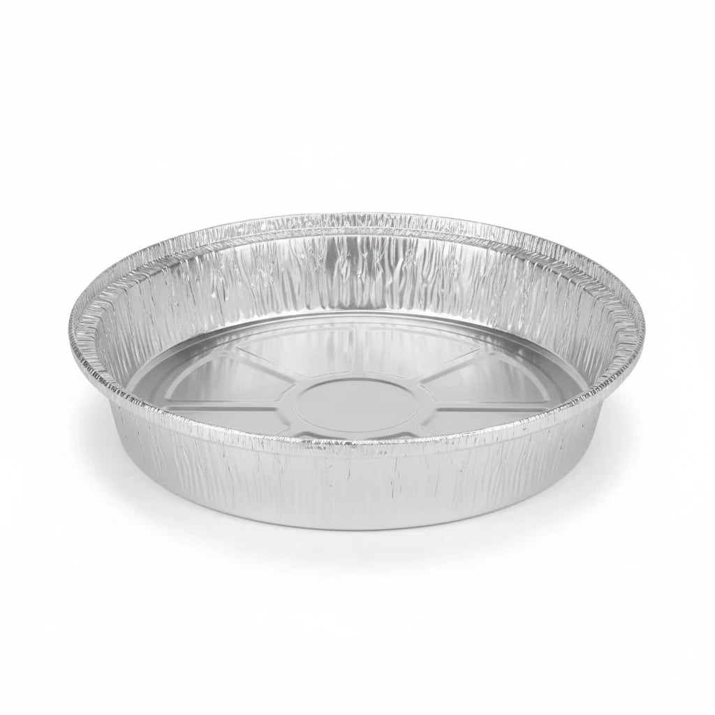 Food Packaging Direct 9-inch round heavy-duty aluminium foil container base for takeaway food storage
