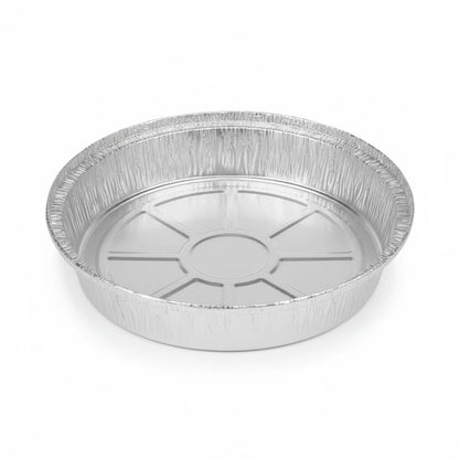 Food Packaging Direct 9-inch round aluminium foil container base for takeaway meals and oven use