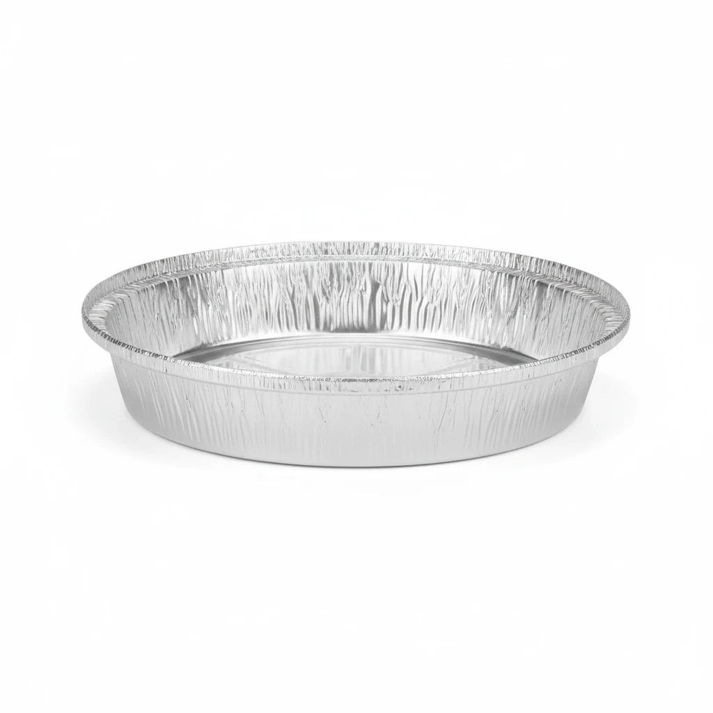 Food Packaging Direct 9-inch round heavy-duty aluminium foil container base for takeaway and oven use
