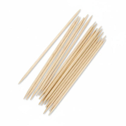 Food Packaging Direct biodegradable birchwood cocktail sticks for hospitality and dental use on white background