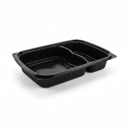 Food Packaging Direct black 2-compartment microwavable PP plastic food container with 70/30 split for meal prep