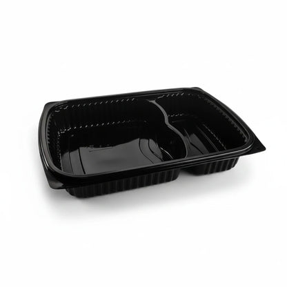 Food Packaging Direct black 2-compartment microwavable plastic food container with 70/30 split for meal prep