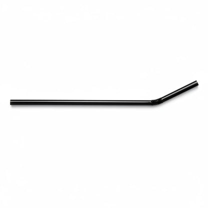 Food Packaging Direct black compostable PLA flexi straw with a flexible neck on a clean white background