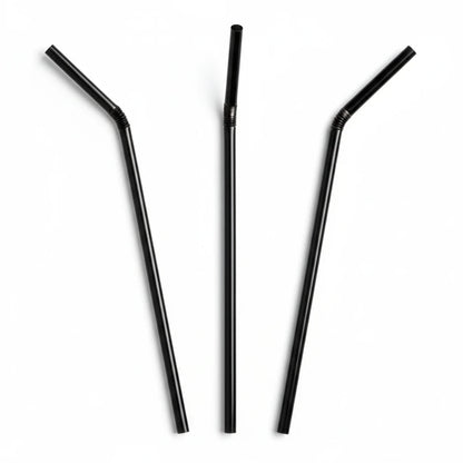 Food Packaging Direct black compostable PLA flexi straws for sustainable drinking