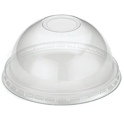 Food Packaging Direct clear dome lid for smoothie cups made from recycled PET plastic for spill-proof cold drinks