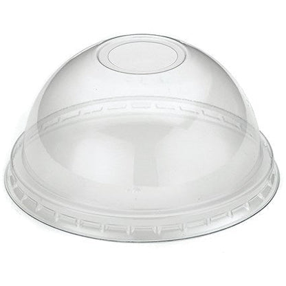 Food Packaging Direct clear dome lid for smoothie cups made from recycled PET plastic for spill-proof cold drinks