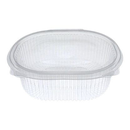 Food Packaging Direct clear plastic hinged container with a durable ribbed design for food display and takeaway.