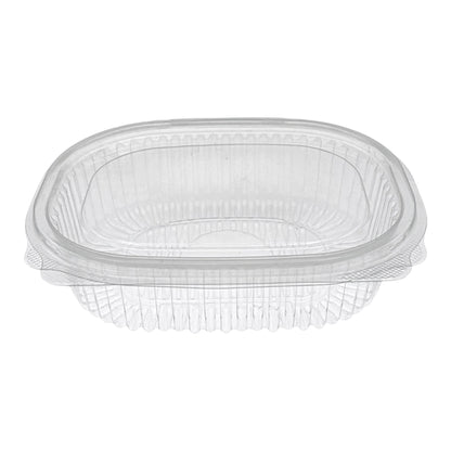 Food Packaging Direct clear plastic hinged container with a ribbed design for food display and take-out