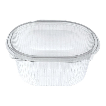 Food Packaging Direct clear plastic hinged container with a ribbed design for food display and takeaway
