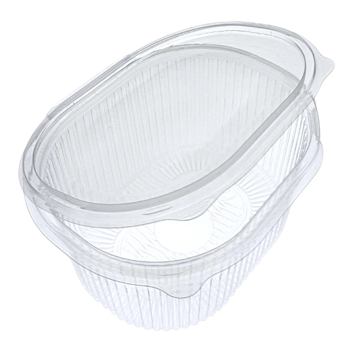 Food Packaging Direct clear plastic hinged container with ribbed design for food display and take-out