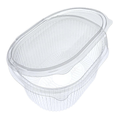 Food Packaging Direct clear plastic hinged container with ribbed design for food display and take-out