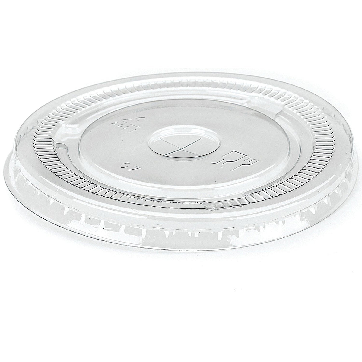 Food Packaging Direct clear recycled PET plastic lid for smoothie cups with a central straw slot