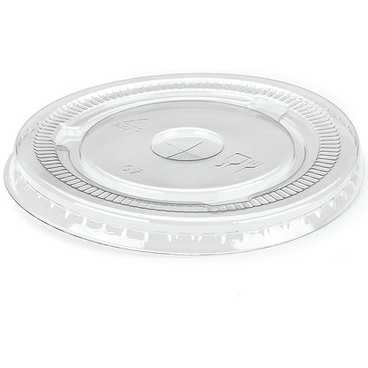 Food Packaging Direct clear recycled PET plastic lid for smoothie cups with a central straw slot