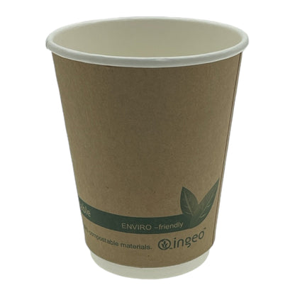 Food Packaging Direct compostable 12oz double wall kraft paper coffee cup with eco-friendly branding