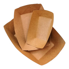 Food Packaging Direct greaseproof kraft paper food trays in three nested sizes for fast food service