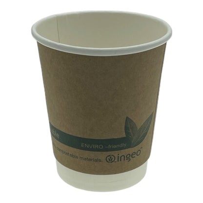 Food Packaging Direct compostable 8oz double wall kraft paper cup for hot drinks with eco-friendly branding