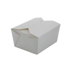 Food Packaging Direct no1 white compostable cardboard leakproof food container with a foldable interlock lid