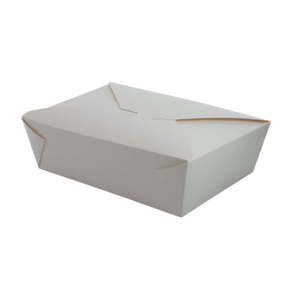 Food Packaging Direct no2 white compostable cardboard food container with a secure foldable interlock lid